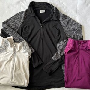 3 Danskin long sleeve quarter zip shirts